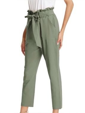 Grace Karin Sage Green Paperbag Pants